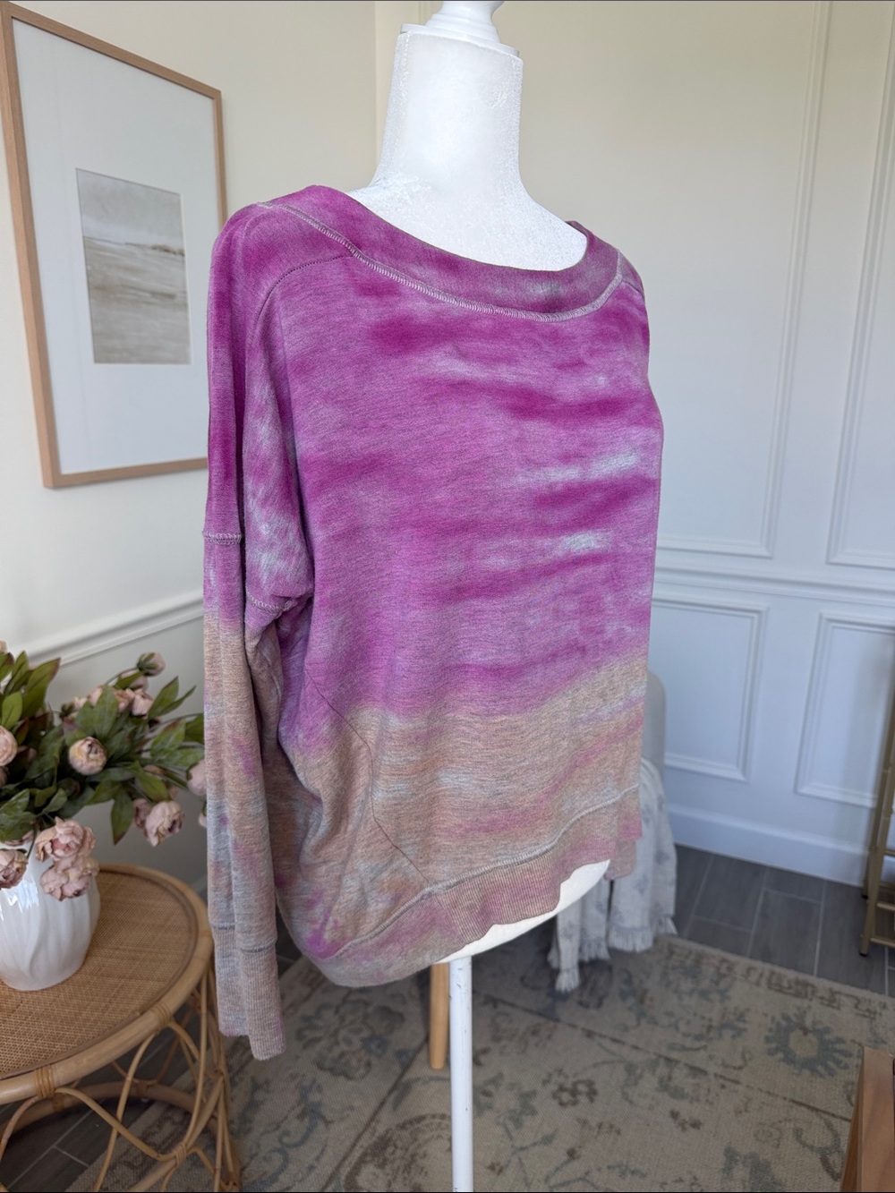 River + Sky London Purple Hand Dyed Dolman Sweatshirt Boho M - Picture 7 of 11